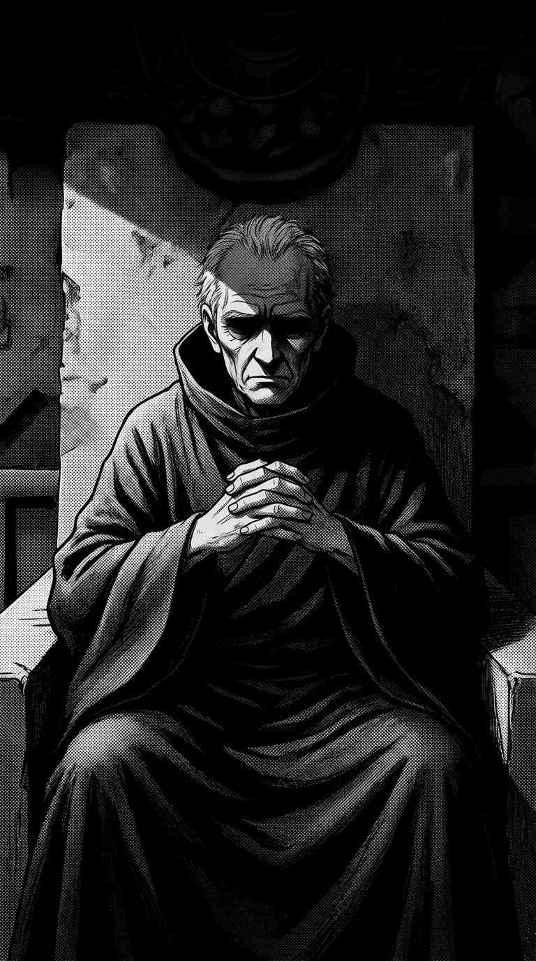 Dark Monk Monochrome Art - 4K Wallpapers