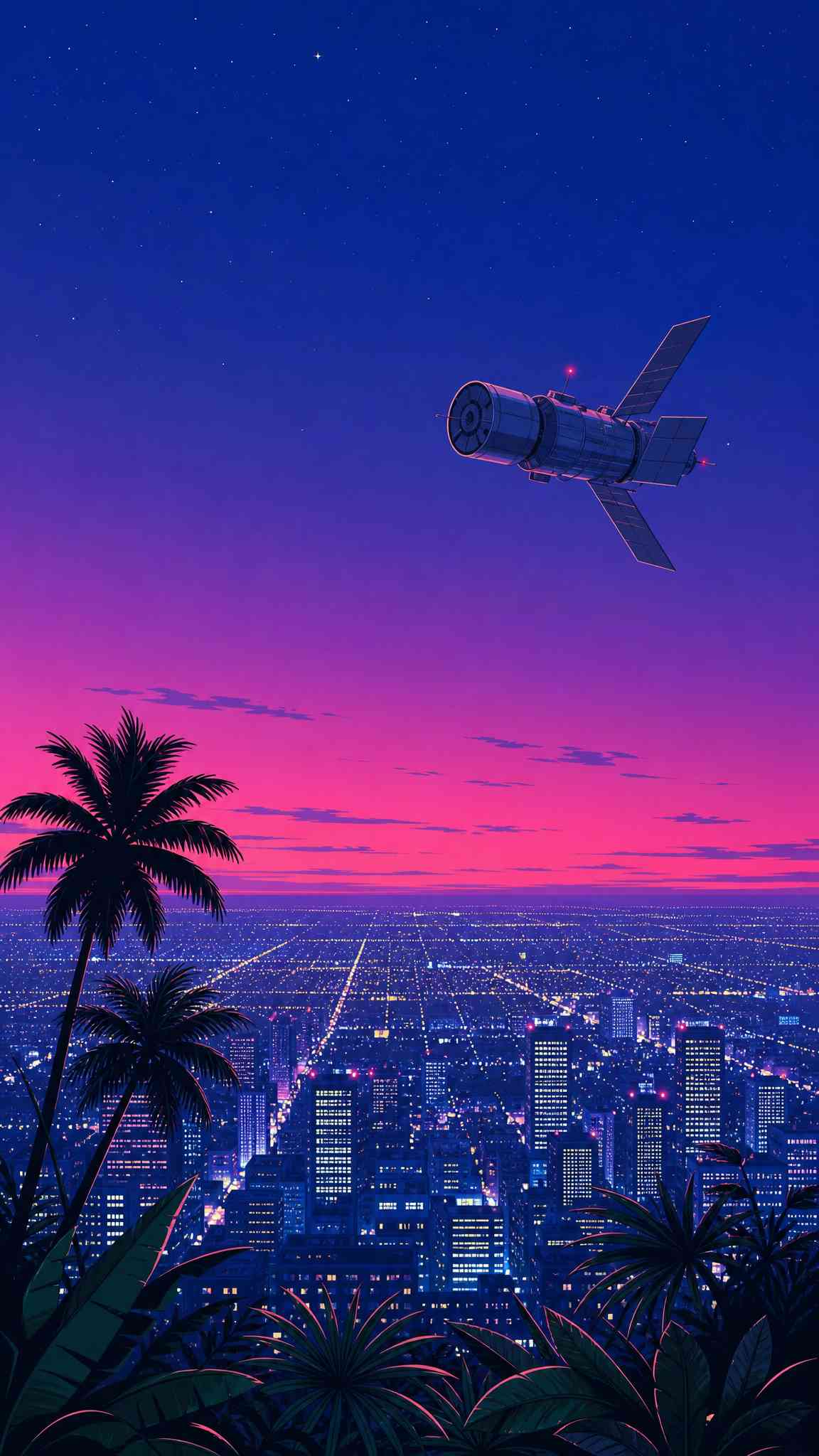 Retro Synthwave City Sunset 4K Wallpaper