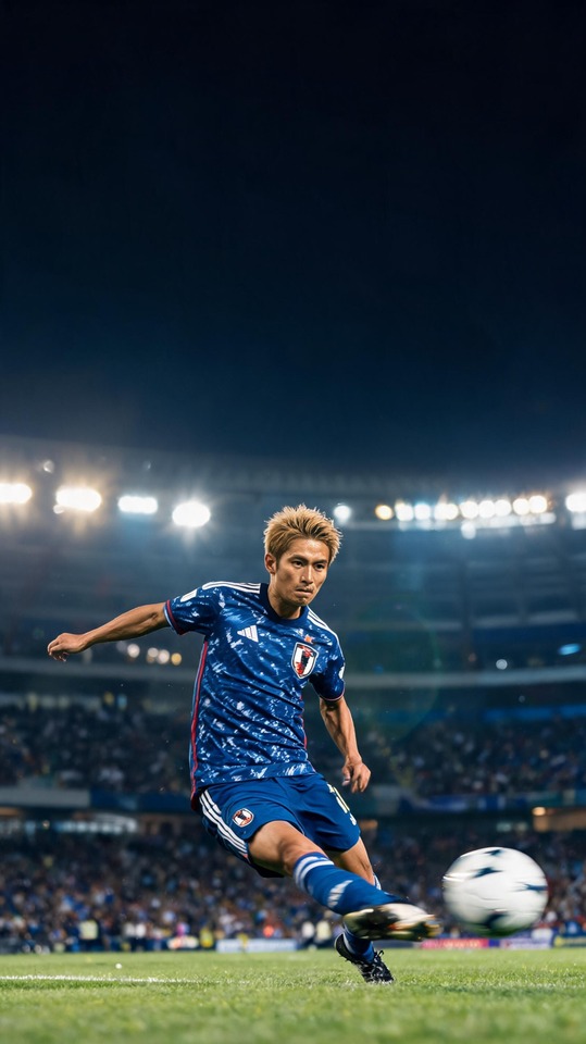Keisuke Honda Samurai Blue Action - 4K Wallpaper