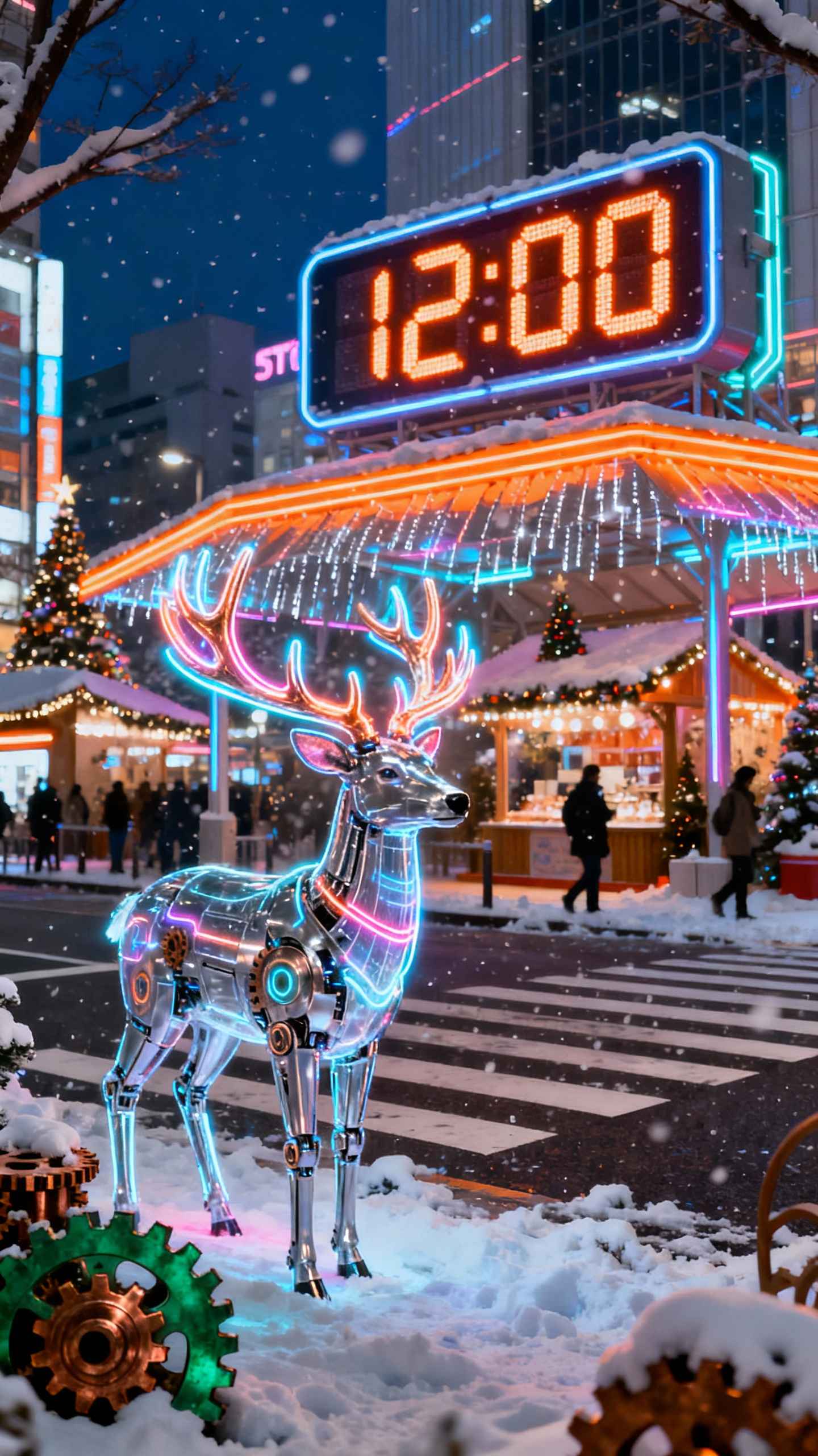 サイバーパンク・クリスマス 4K 壁紙