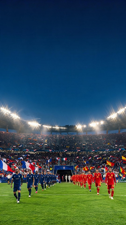 Wann ist heute das WM Spiel? Frankreich vs Spanien - 4K Hintergrund