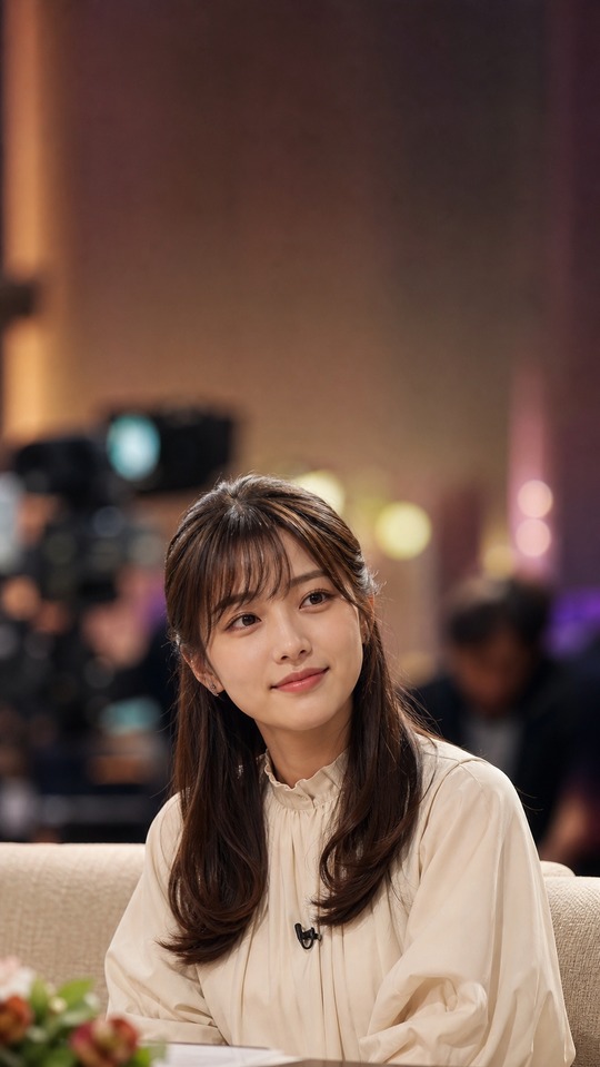 Yuna Ogata Realistic TV Studio - 4K Mobile Wallpaper