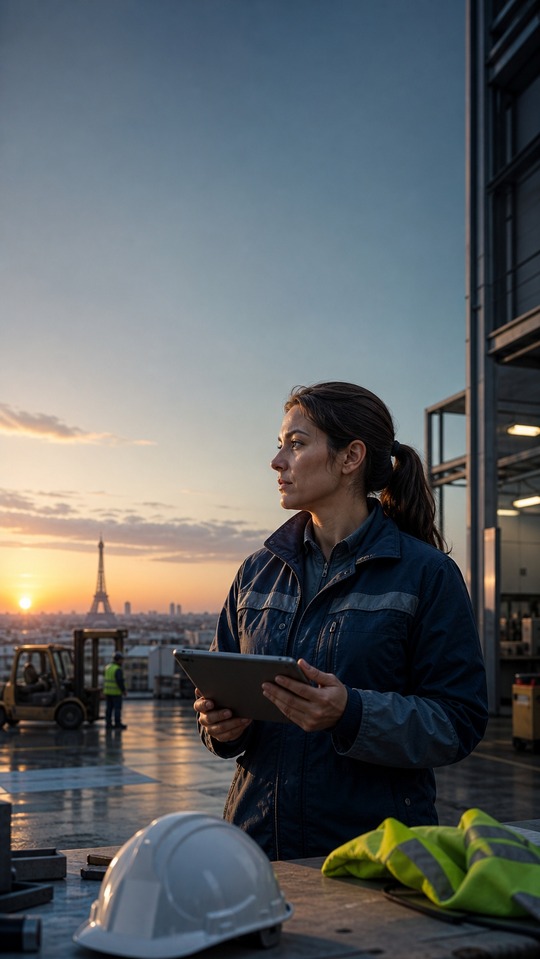 Travail Inspired Engineer Woman in Paris - 4K Wallpaper