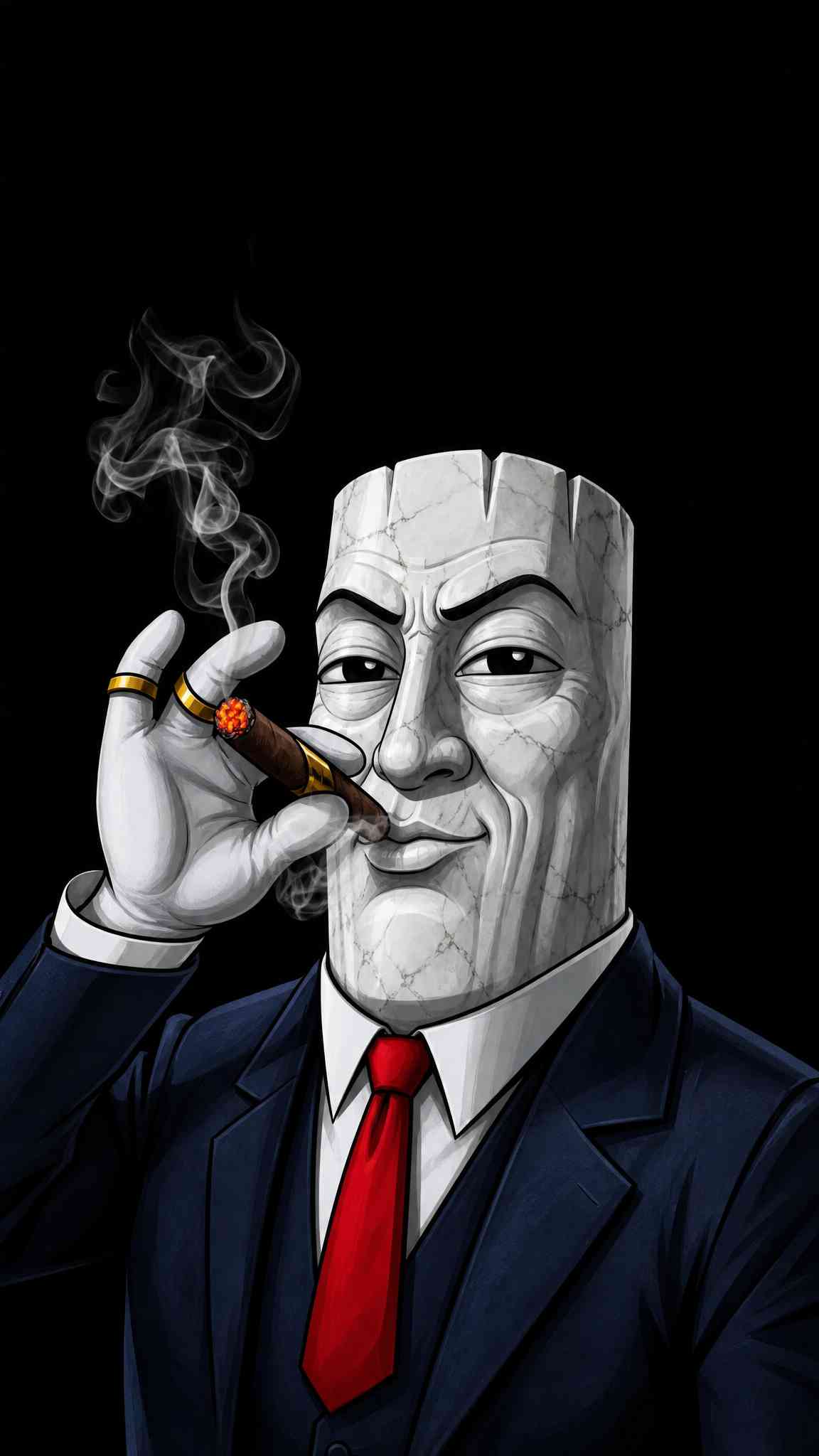 Marble Statue Boss in Suit - 4K Phone Wallpaper
