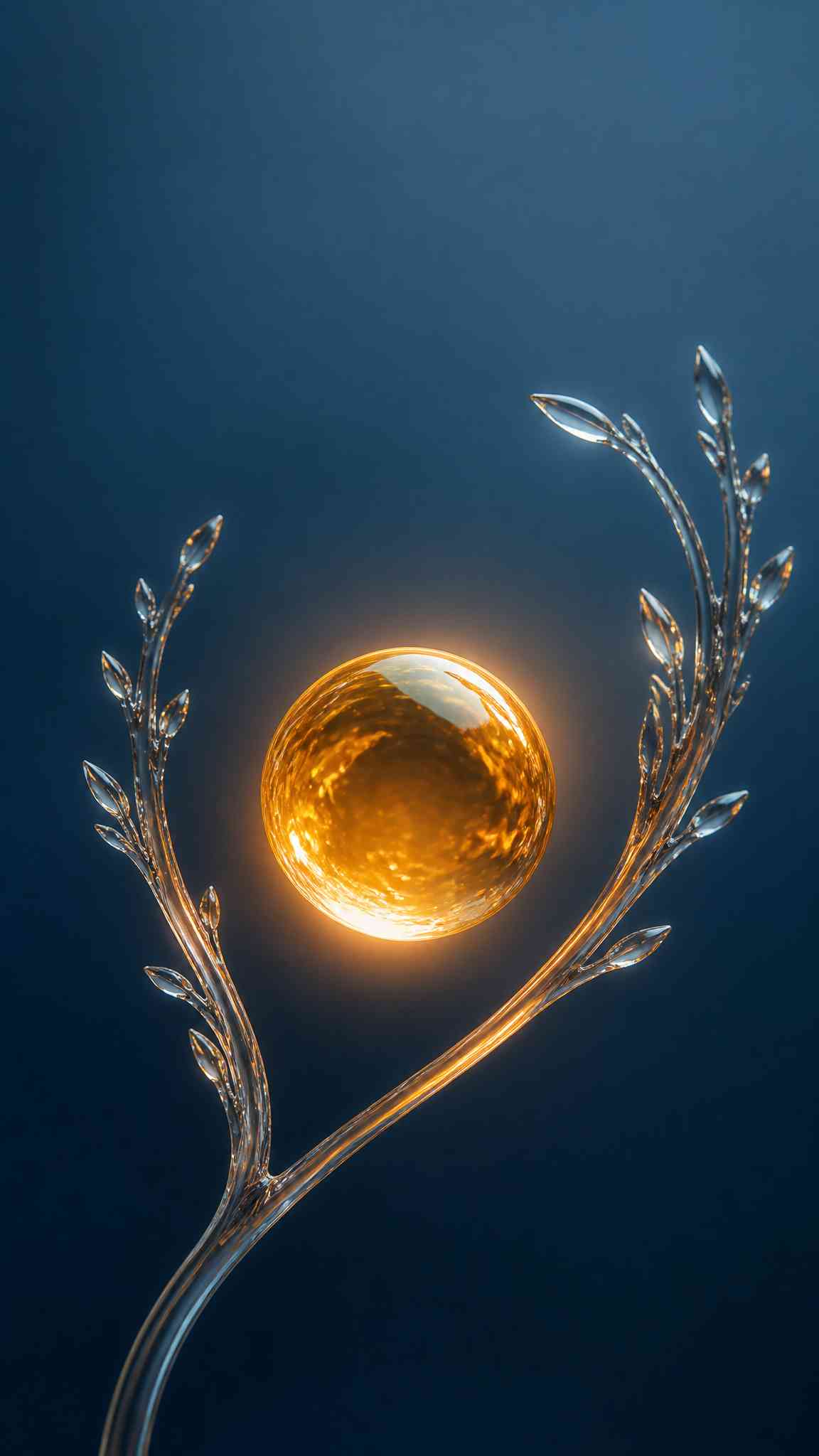 Golden Orb Crystal Branch - 4K Wallpaper