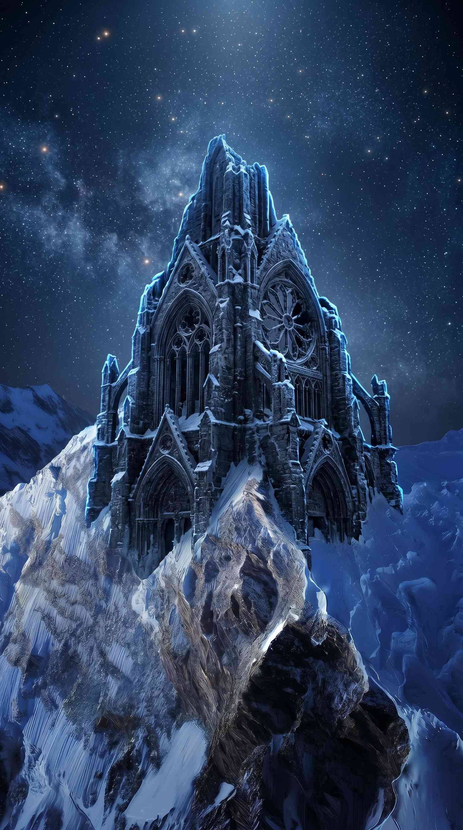 Gothic Mountain Cathedral - 4K Phone Background