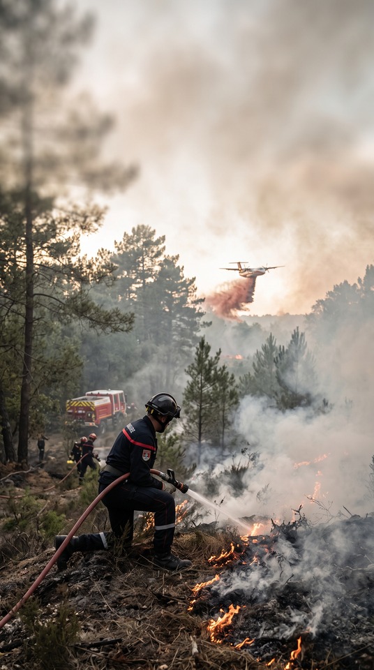 Firefighter Battling Forest Feu - 4K Backgrounds