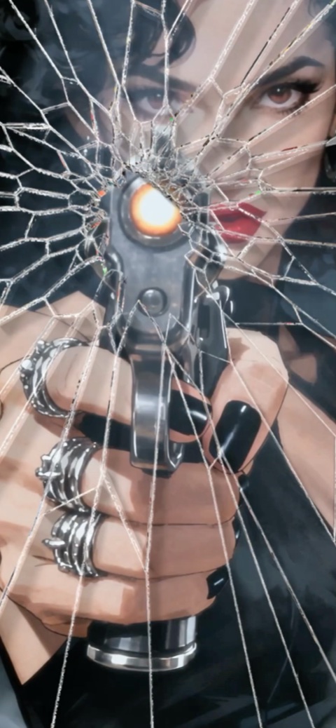 Action Frau Glassplitter - Animiertes Hintergrundbild