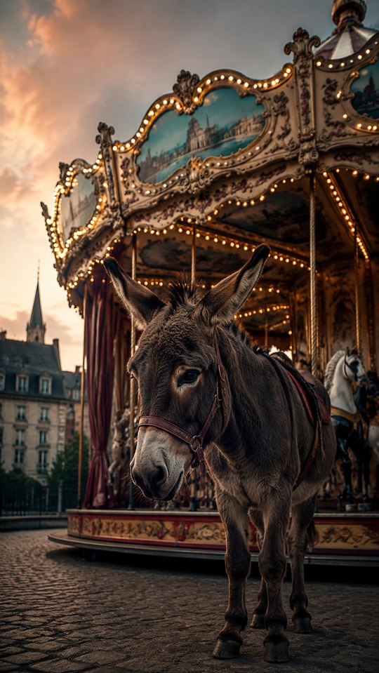Manège Donkey & Vintage Carousel - 4K Mobile Background