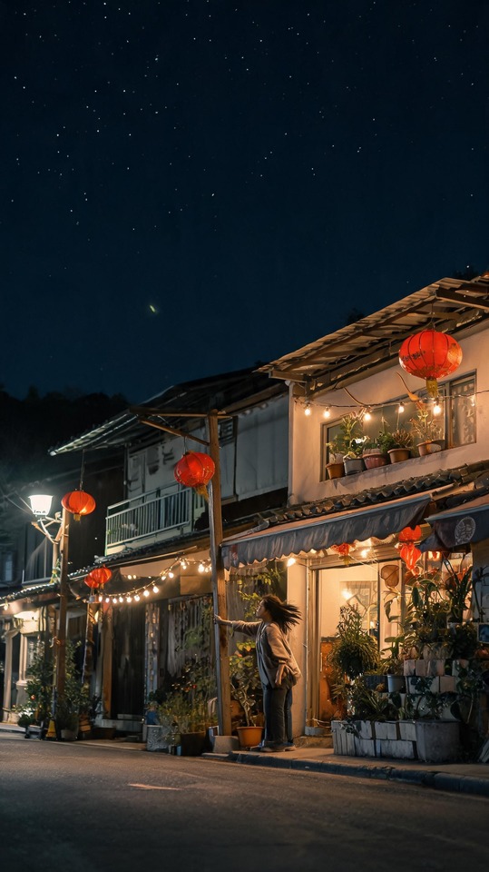 地震 [地震] 平安夜：梅山風格寧靜街道 - 4K壁紙