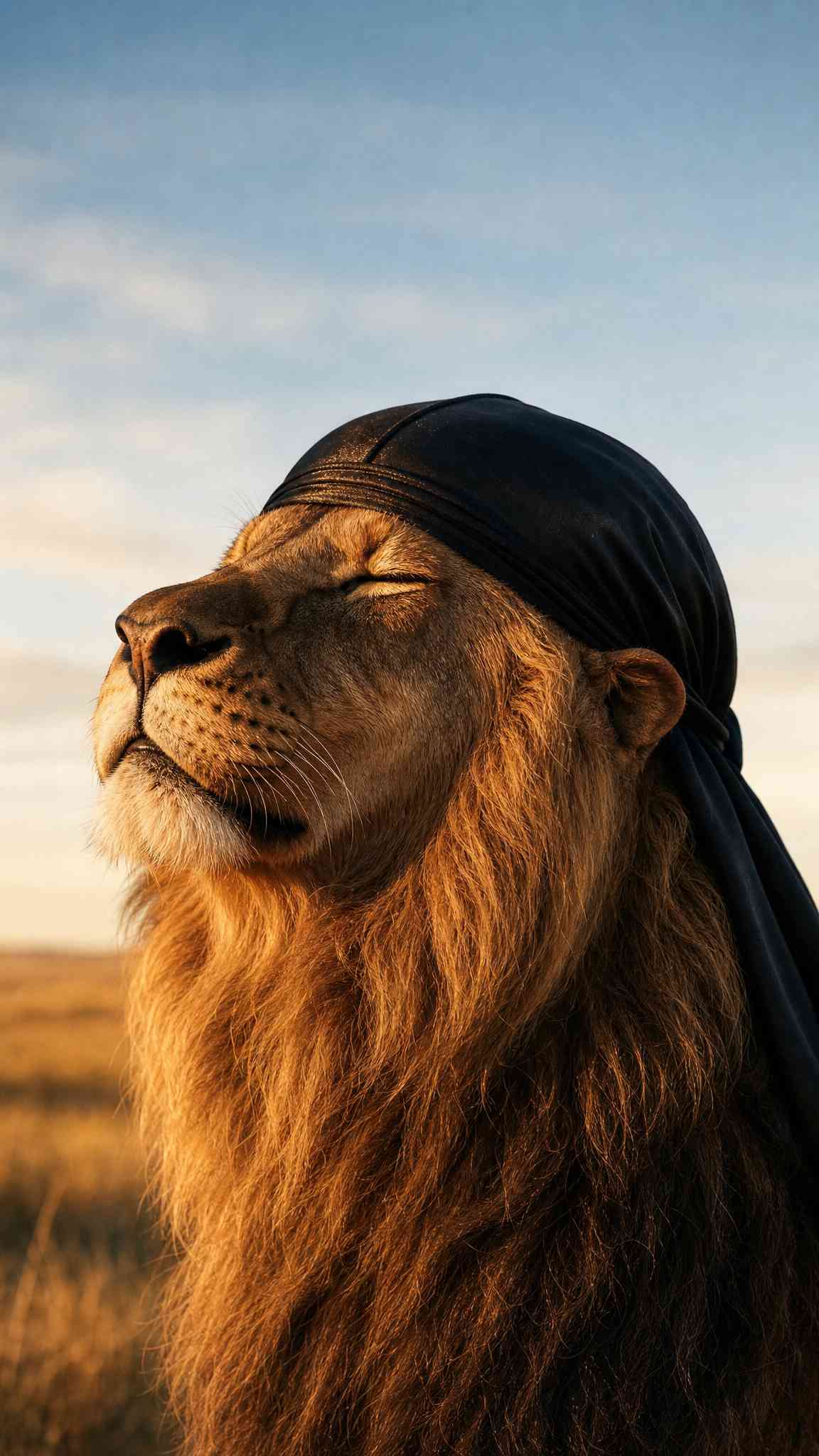 Lion in Durag: Golden Hour 4K Mobile Wallpaper
