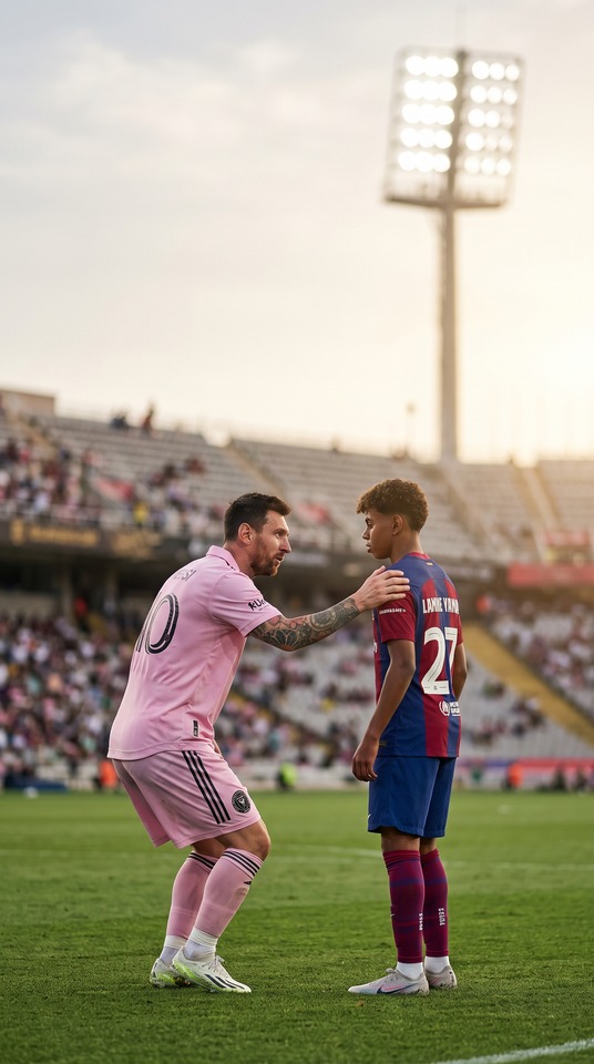 Messi Age and Lamine Yamal - 4K Football Wallpaper