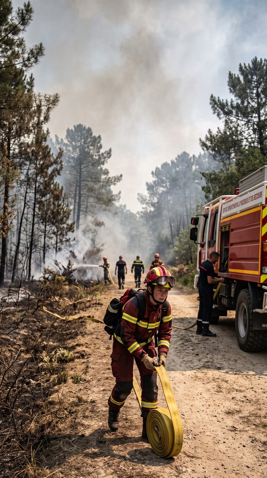 Feu de Fontainebleau - Pompiers en Action Fond d'Écran 4K
