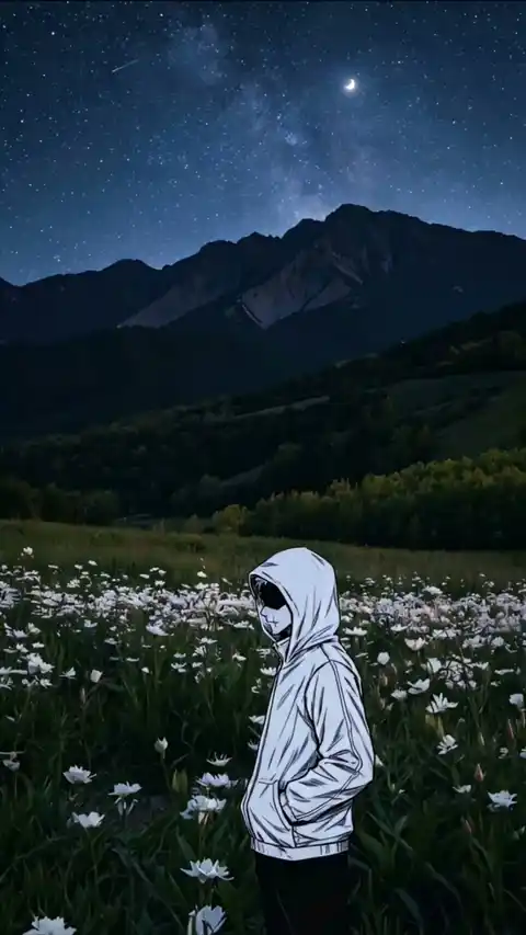 Anime Boy Hoodie Night Scenery - Live Wallpaper