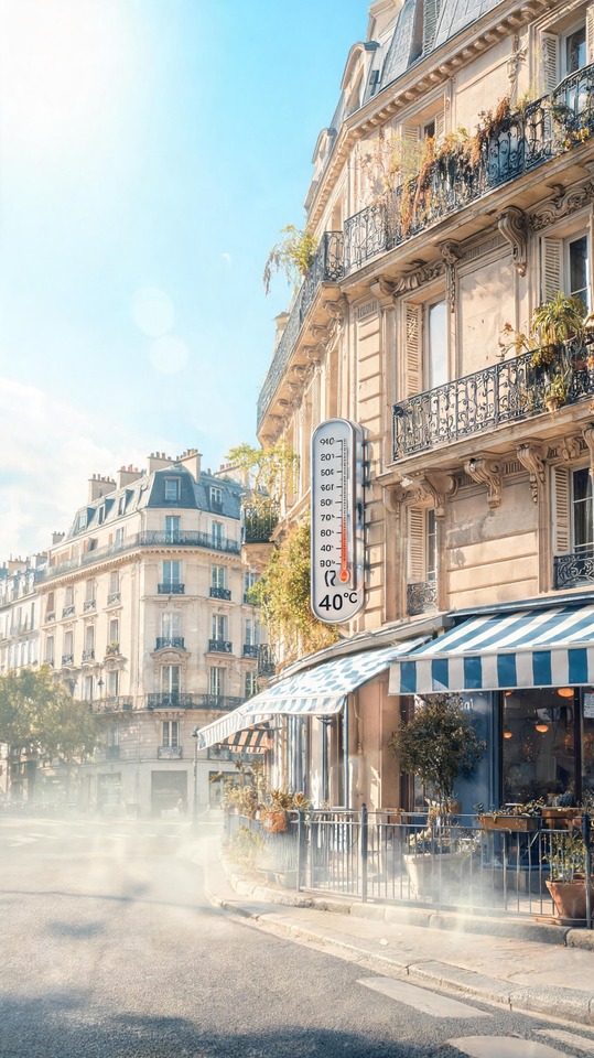 Paris Heatwave 40°C Vigilance Forte Canicule - 4K Background