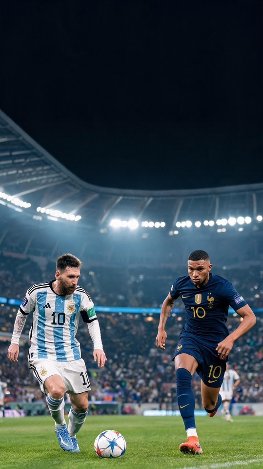 World Cup Top Scorer Duel - Messi & Mbappe 4K Wallpaper
