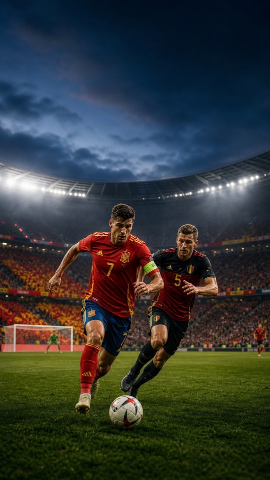 España vs Bélgica Duelo de Titanes - Fondo 4K