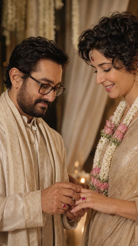 Aamir Khan Gauri Spratt Ring Ceremony - 4K Wallpaper