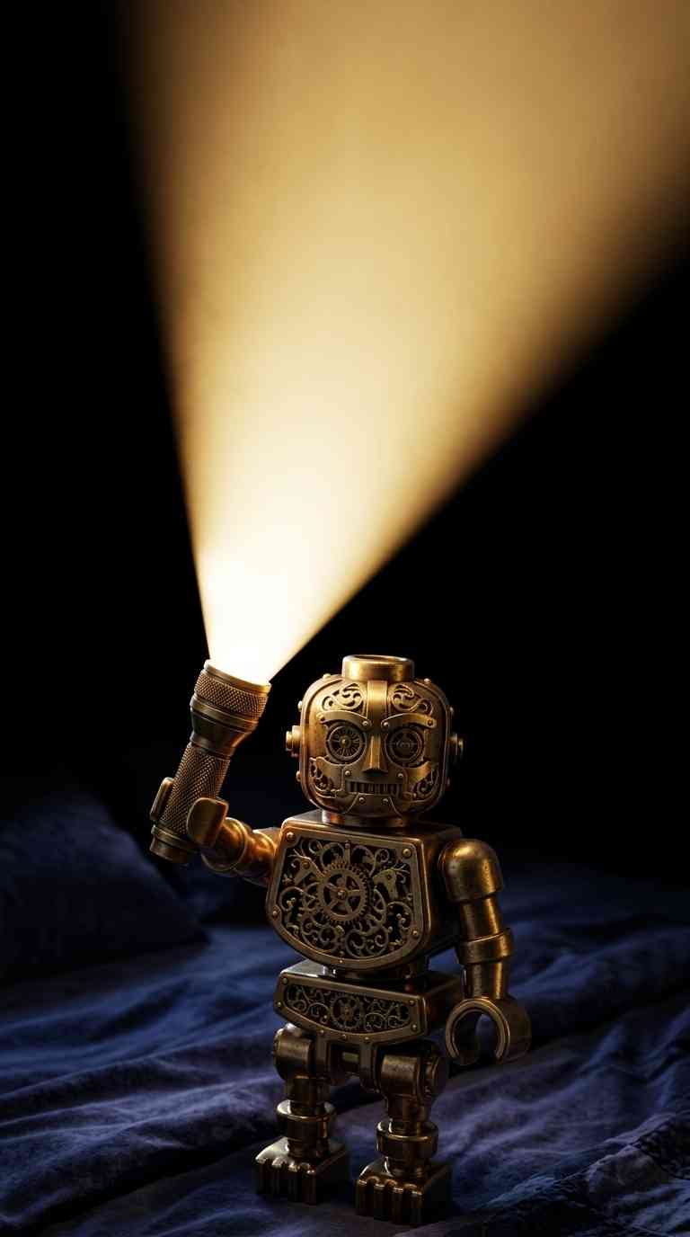 Steampunk Robot Flashlight - 4K Wallpaper & Background