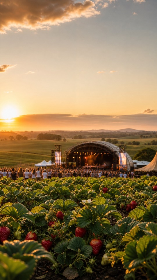 Strawberry Fields Festival Cinematic Sunset - 4K Background