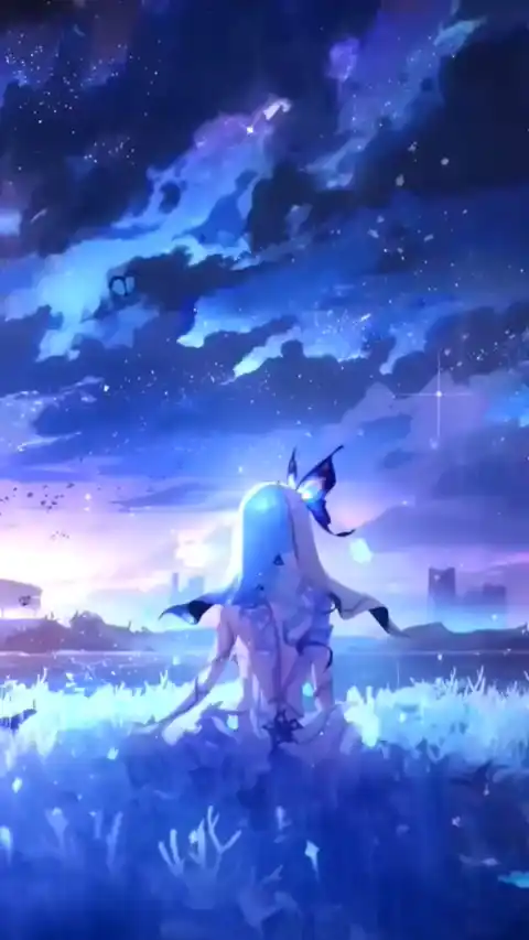 Fille Anime Fantaisie Nuit Étoilée - Arrière-plan Dynamique