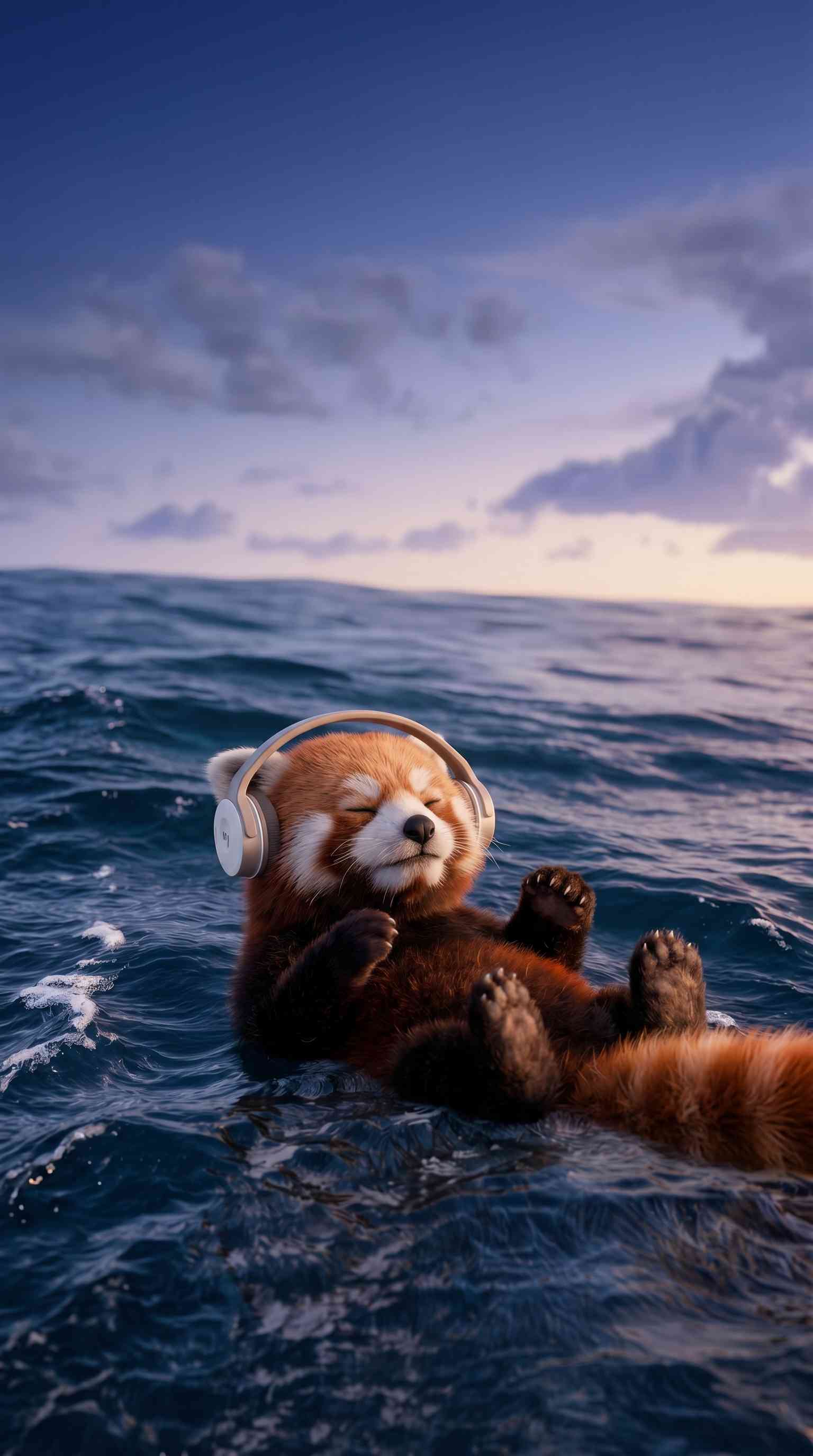 Red Panda Listening to Music - 4K Phone Wallpaper