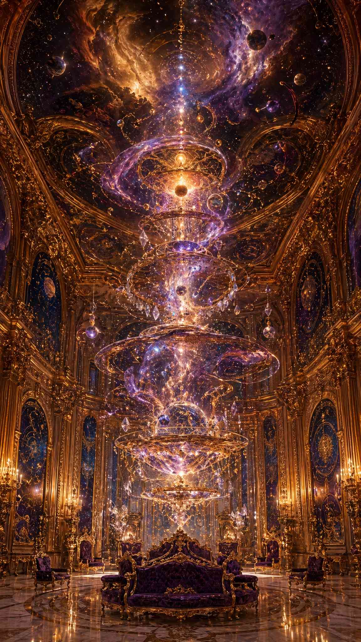 Kosmischer Palast Galaxie 4K Wallpaper