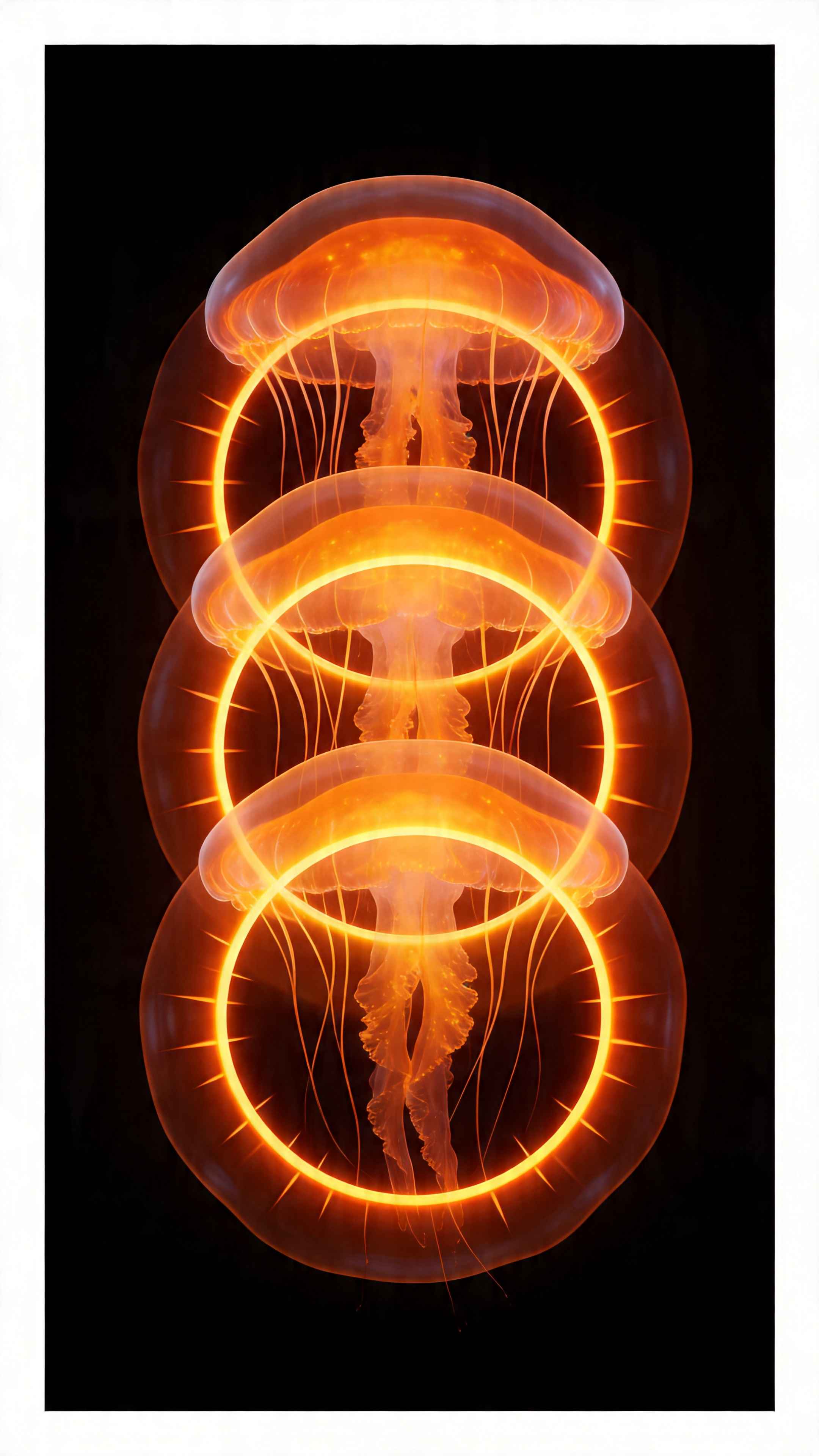 Glowing Jellyfish Neon Rings - 4K Wallpaper