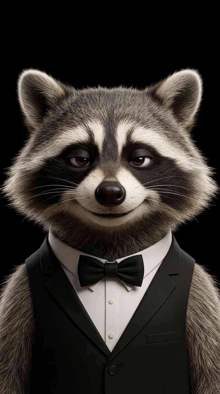 Mapache en Esmoquin - Fondo para Celular 4K