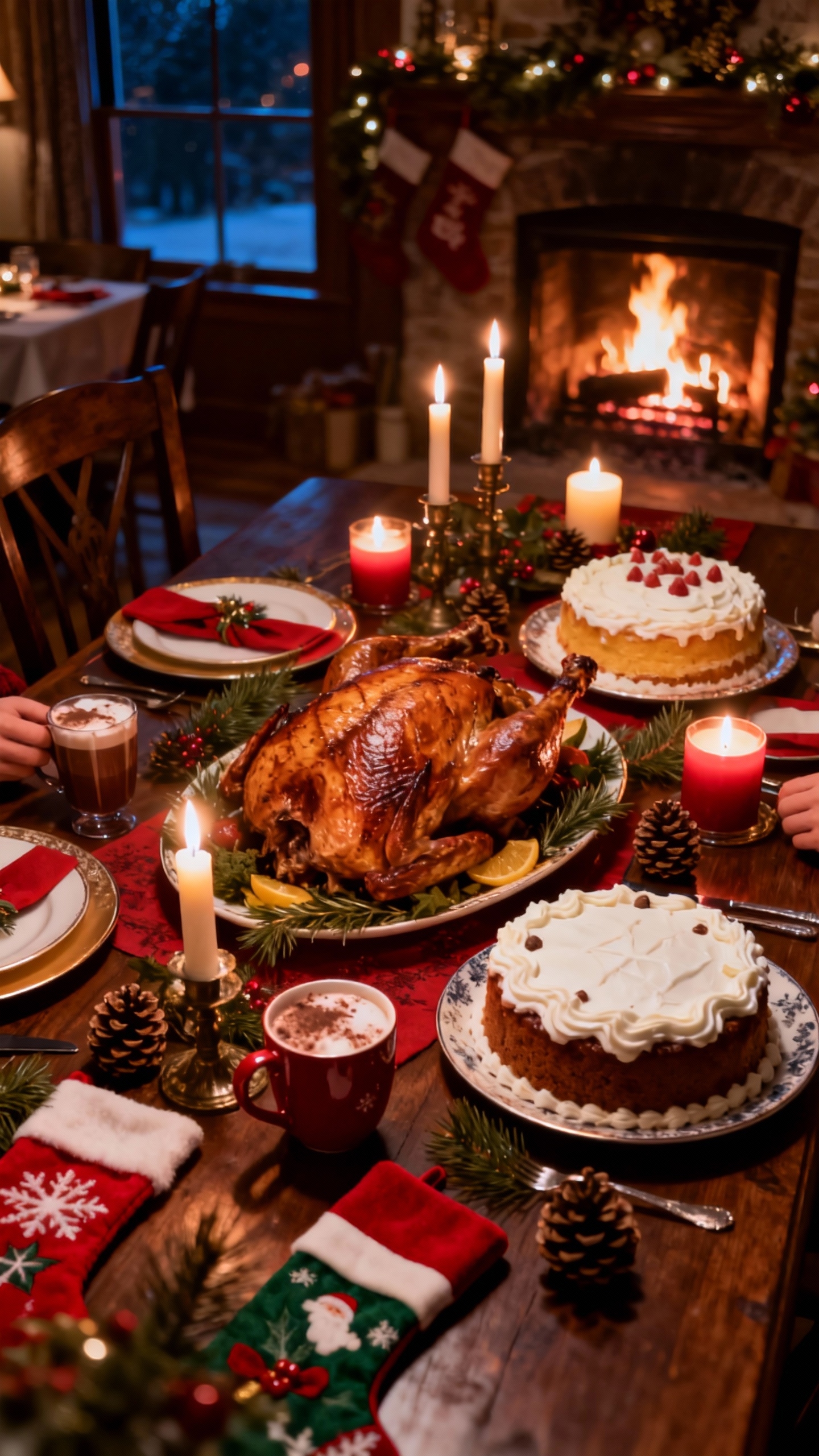 Festliches Weihnachtsmahl - 4K Hintergrundbild