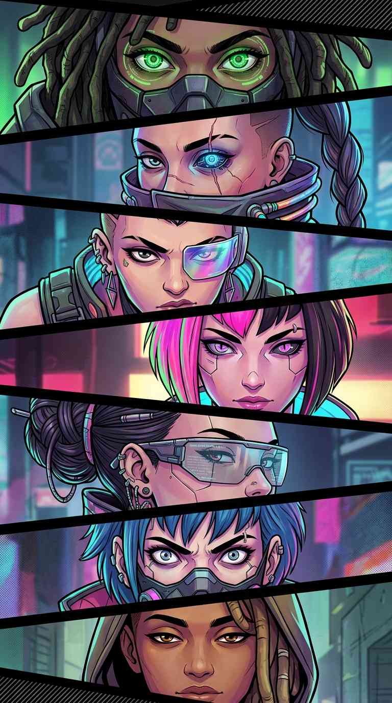 Cyberpunk Mädchen Trupp - 4K Hintergrundbilder