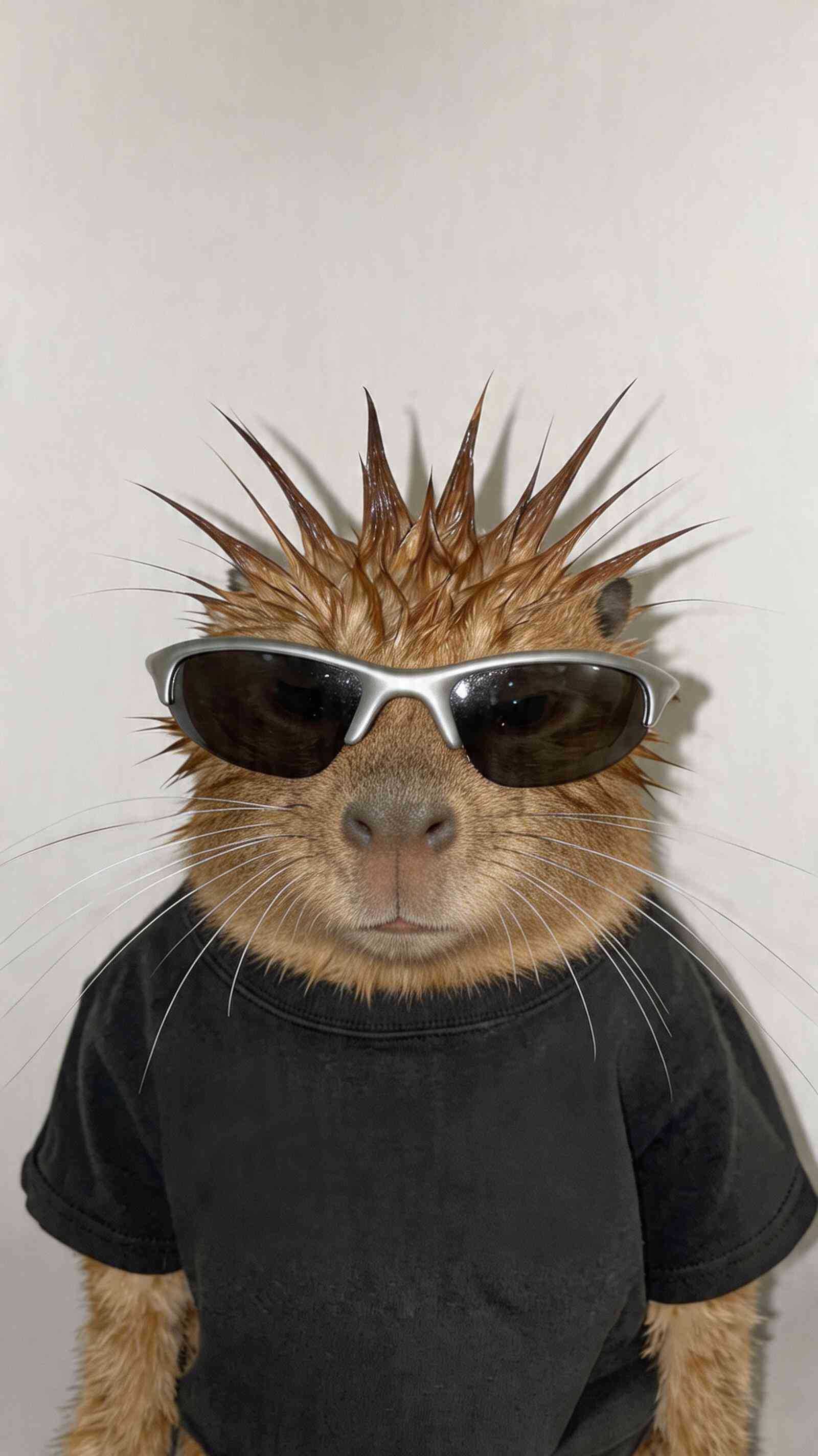 Stylish Capybara with Punk Hair & Sunglasses 4K Wallpaper