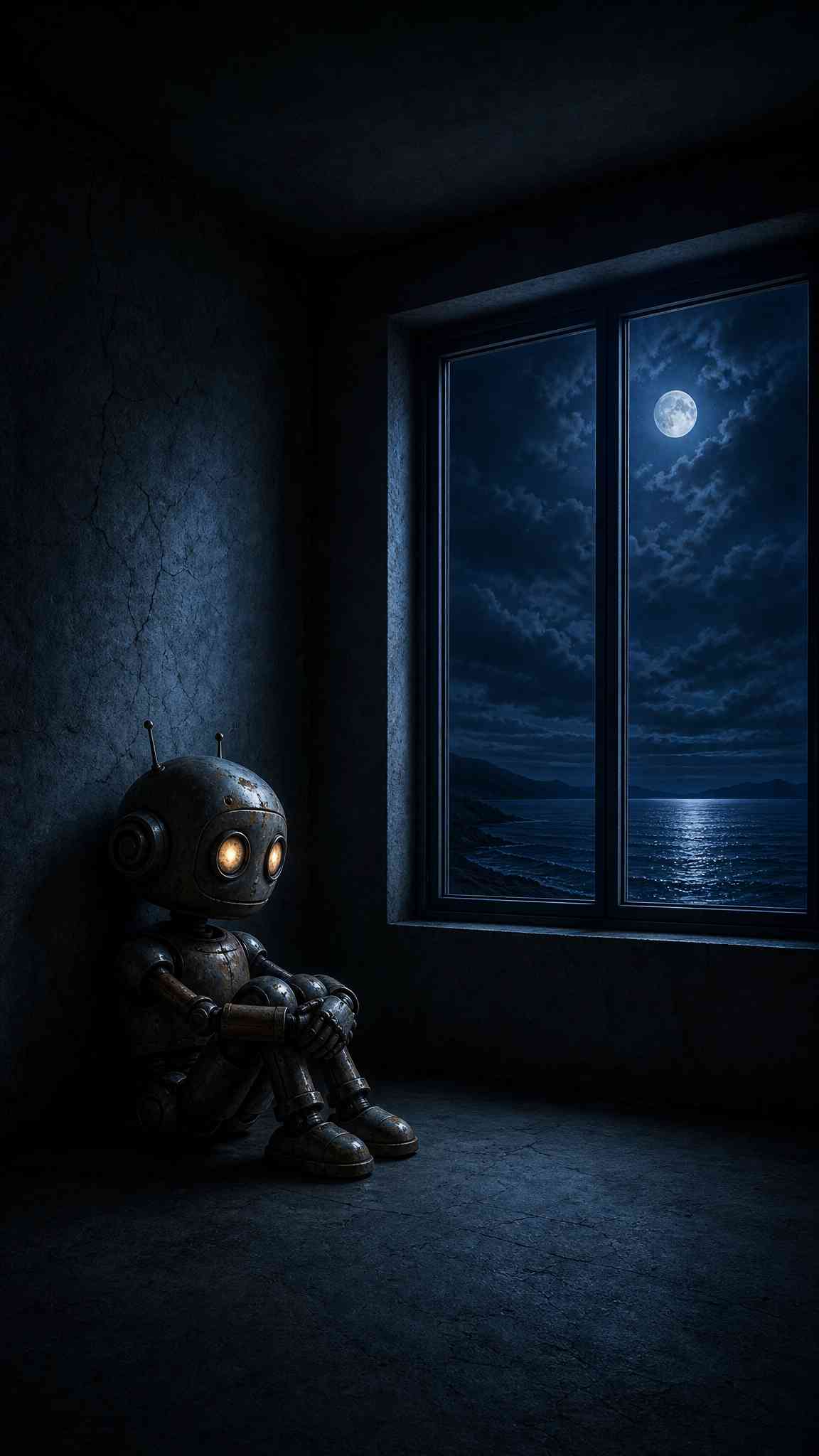 Lonely Robot Night View - 4K Background