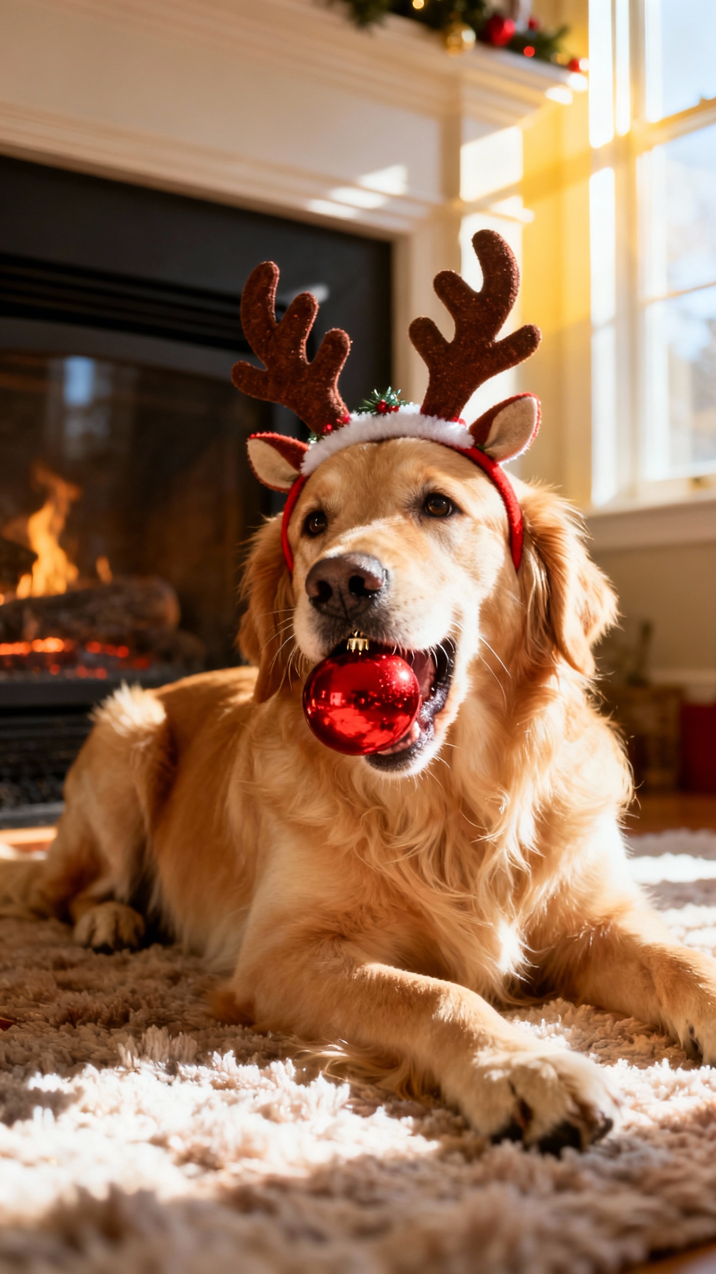 Golden Retriever Navideño - Fondos para Celular 4K