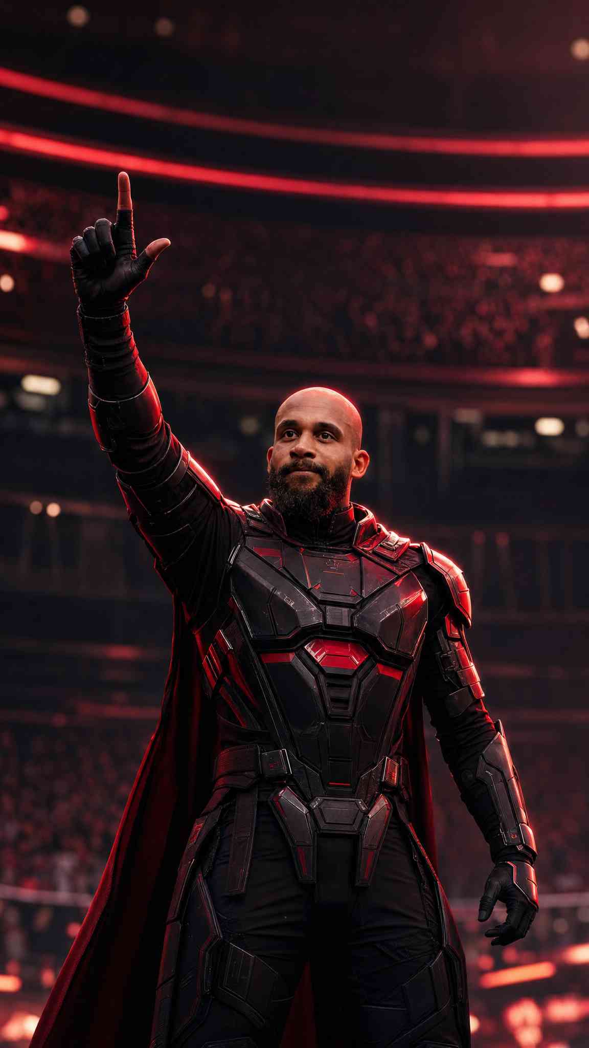 Futuristic Warrior Red Armor - 4K Wallpaper