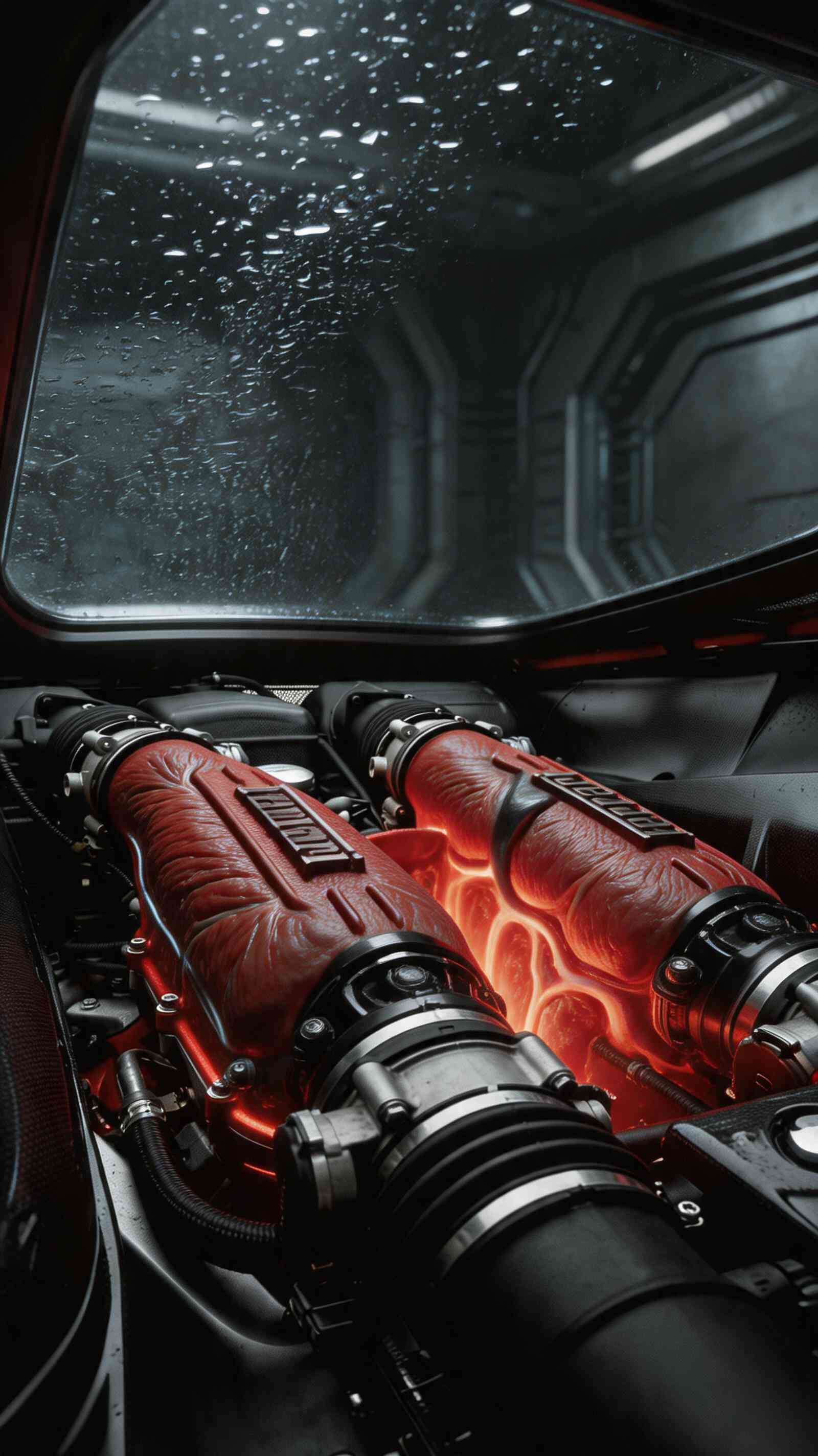 Ferrari Red Glow Engine - 4K Mobile Wallpaper
