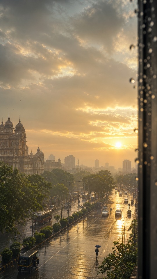 Today's Weather: Rainy Mumbai Sunset - 4K Backgrounds