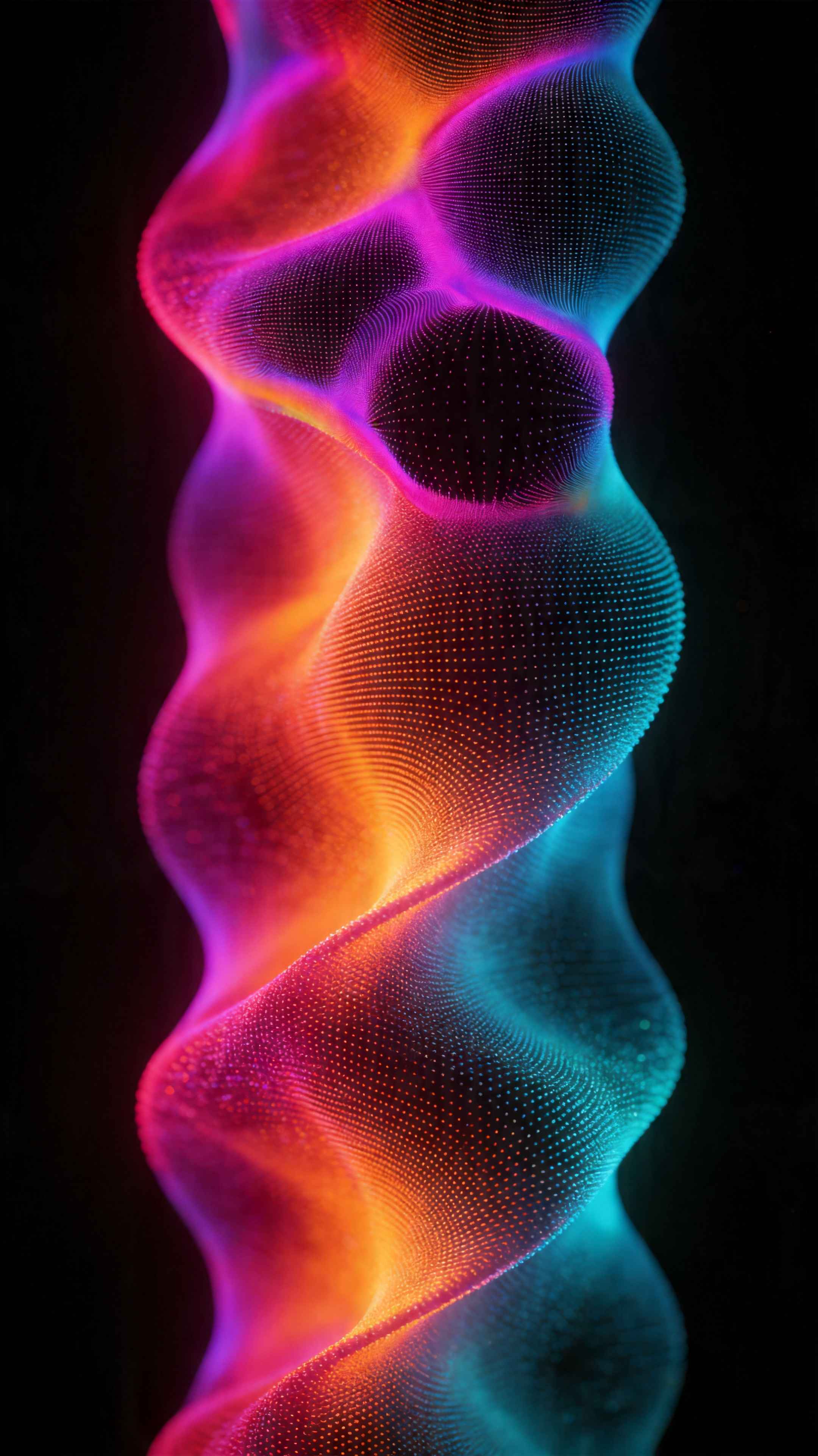 Onde de Particules Néon - Fond d'Écran 4K