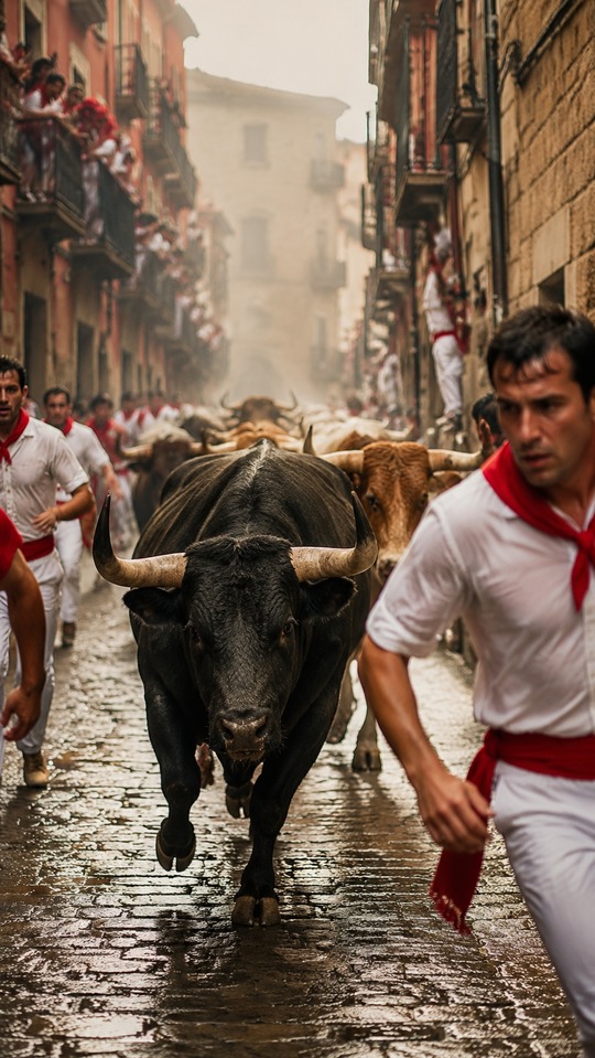 San Fermín Stiertreiben - 4K Handy Wallpaper