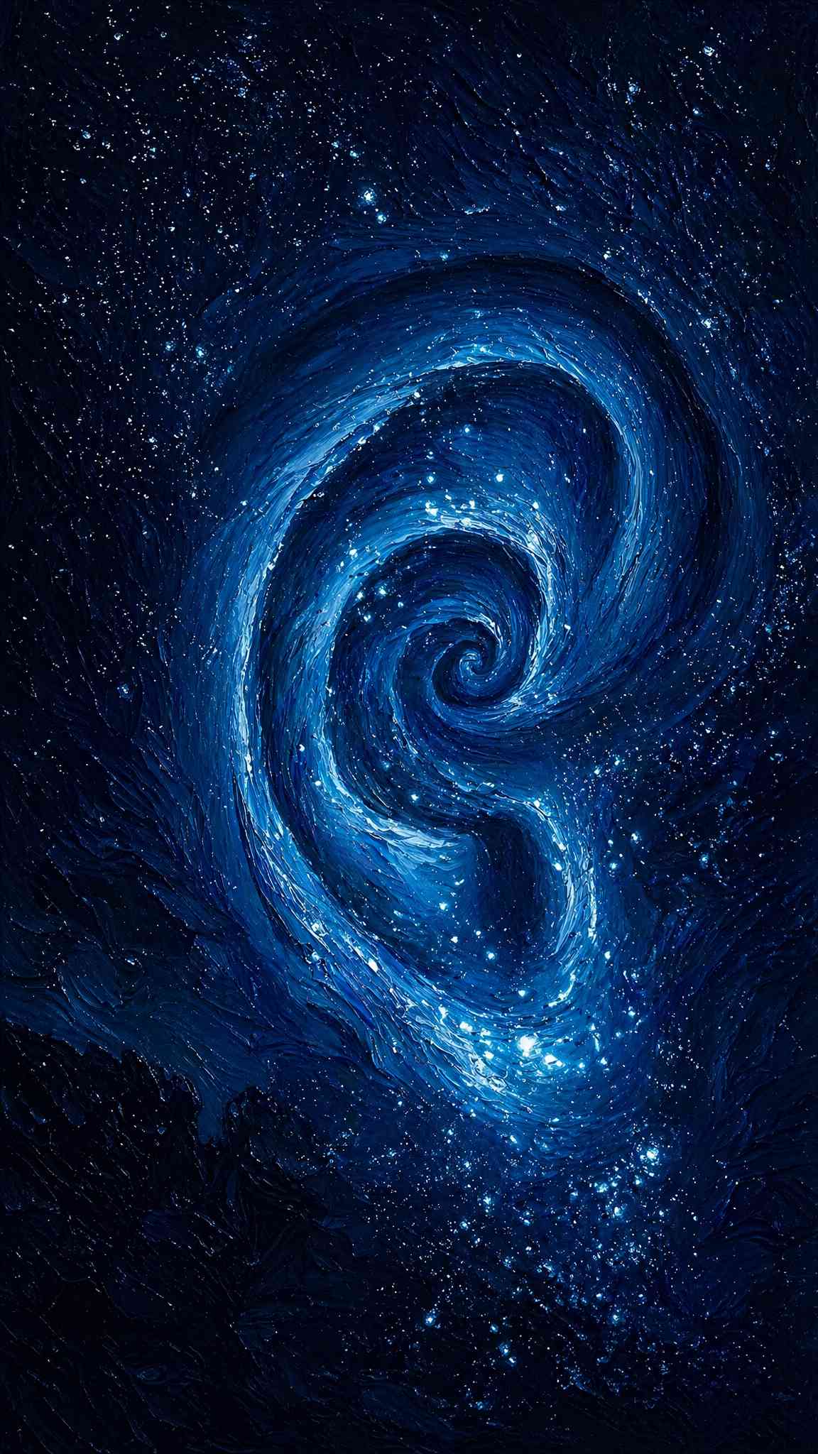 Deep Blue Cosmic Spiral Sparkle Wallpaper
