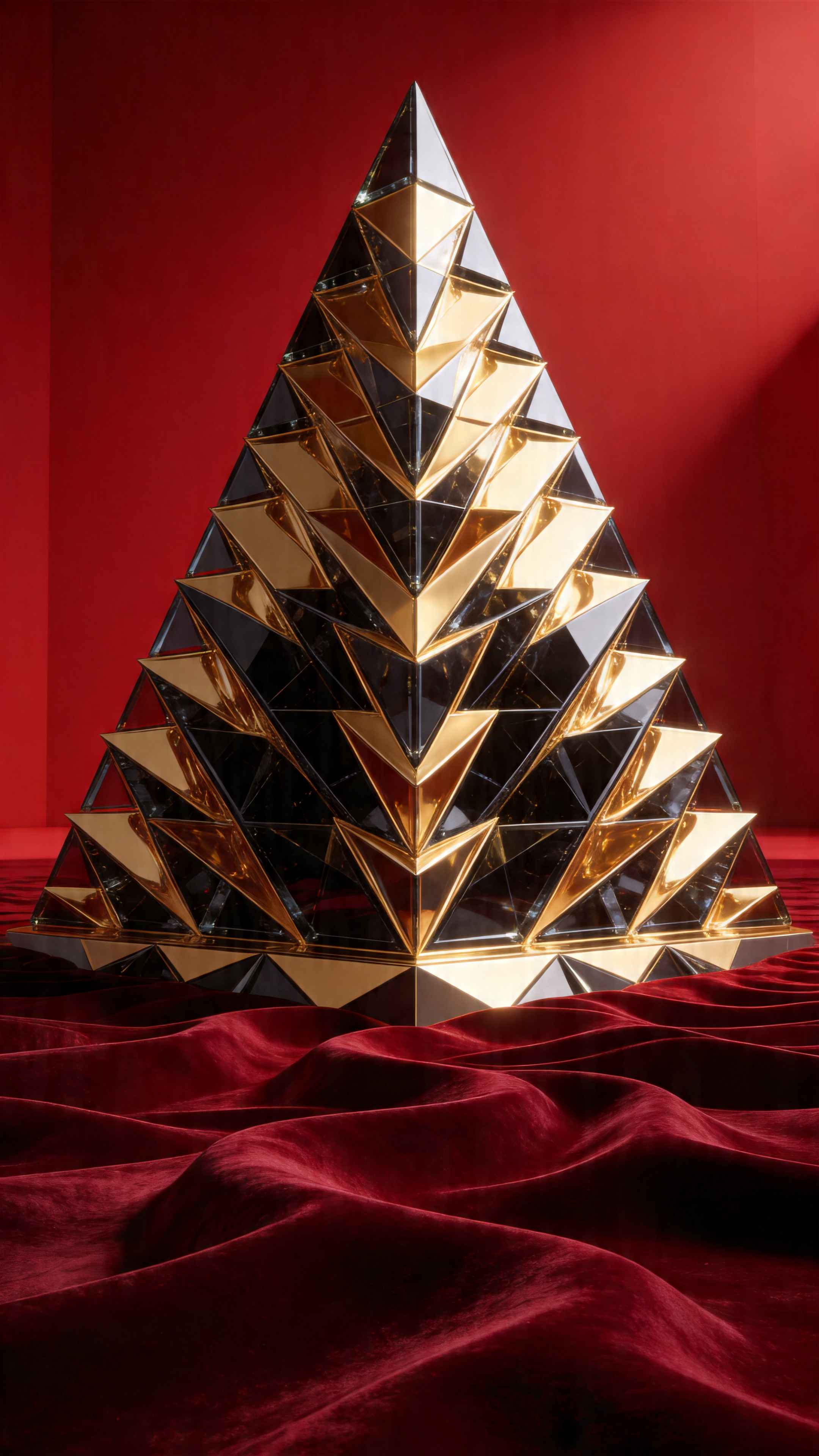 Geometric Gold Pyramid - 4K Phone Wallpaper