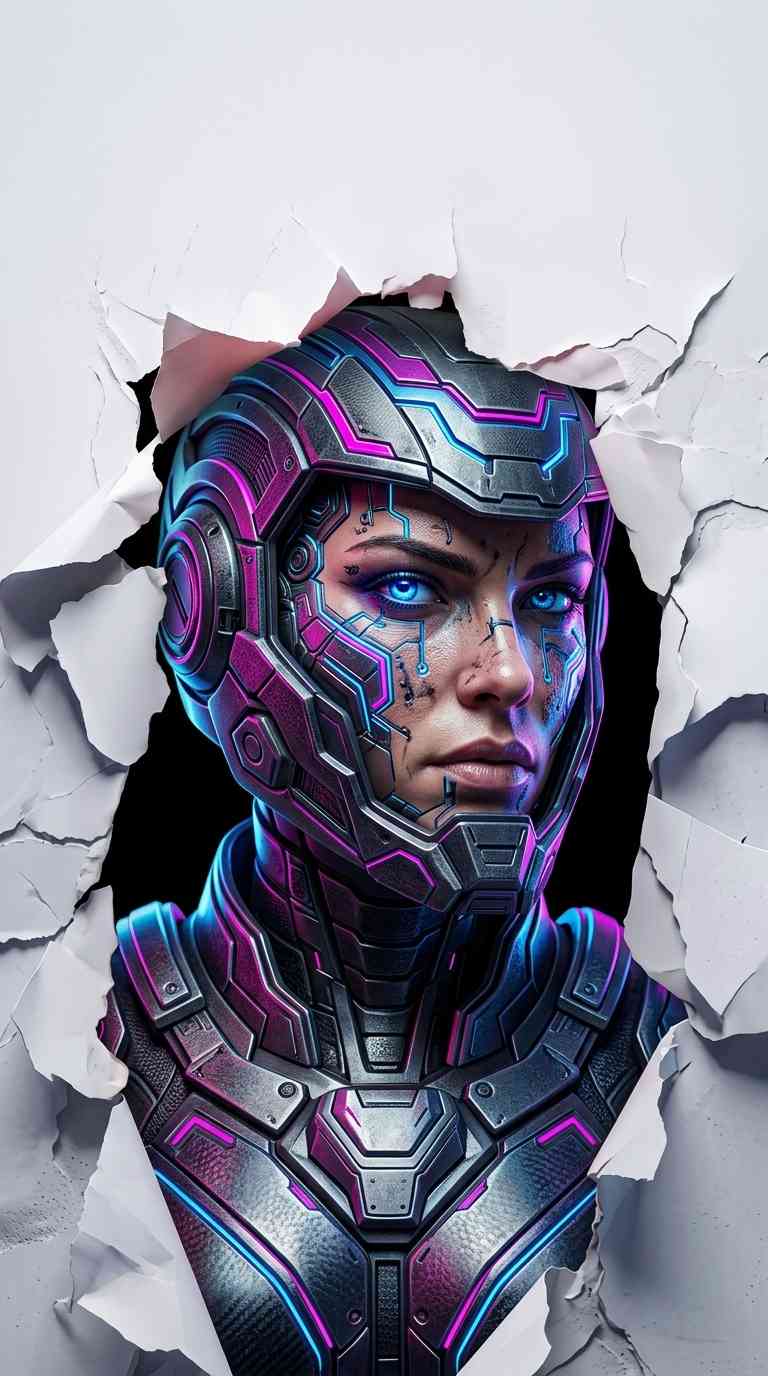 Soldat Cyborg Futuriste - Fond d'écran 4K