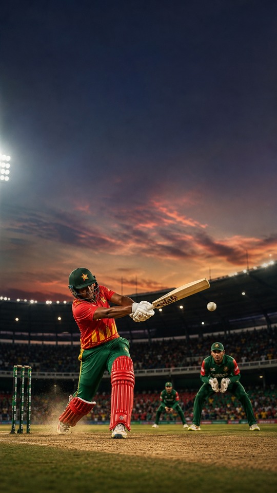 Zimbabwe vs Bangladesh T20I Action - 4K Wallpaper