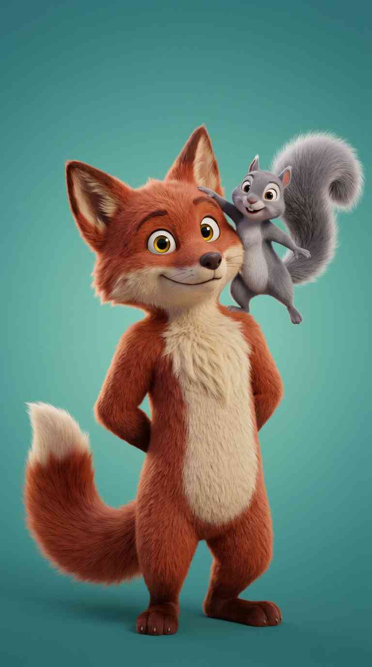 Renard et Écureuil 3D Animation - Fonds d'écran 4K