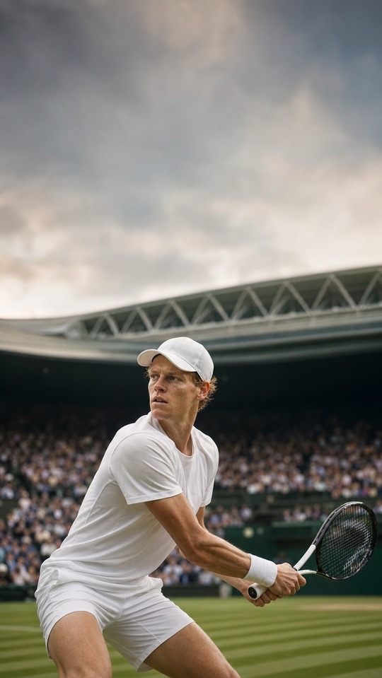 Jannik Sinner Wimbledon Action - 4K Wallpaper