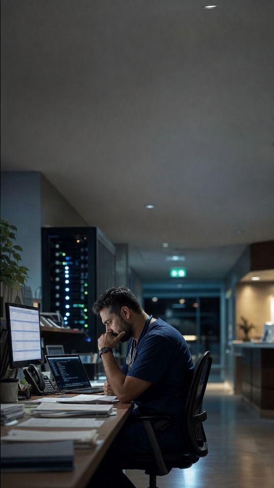 Partnered Health Data Breach - Cinematic Healthcare Background