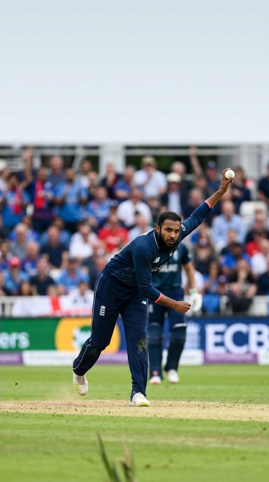 Adil Rashid Leg-Spin Action - 4K Wallpaper