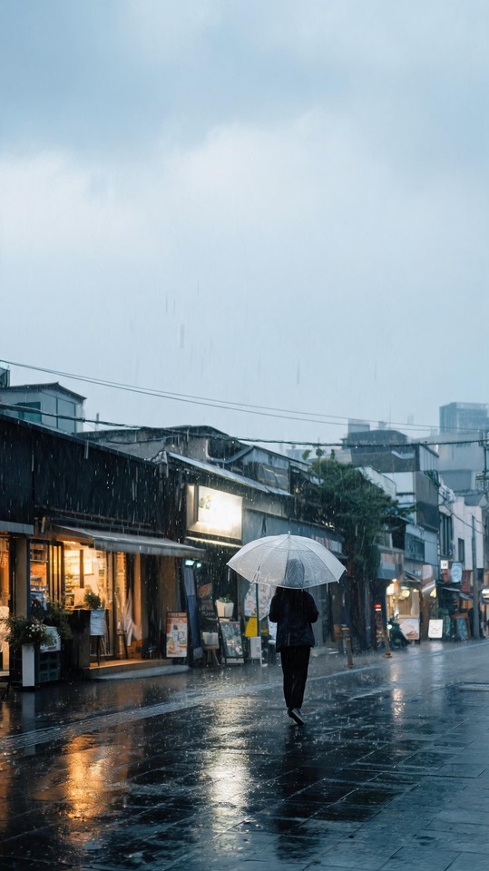 下雨 (비) 電影感城市 - 4K 高清桌布