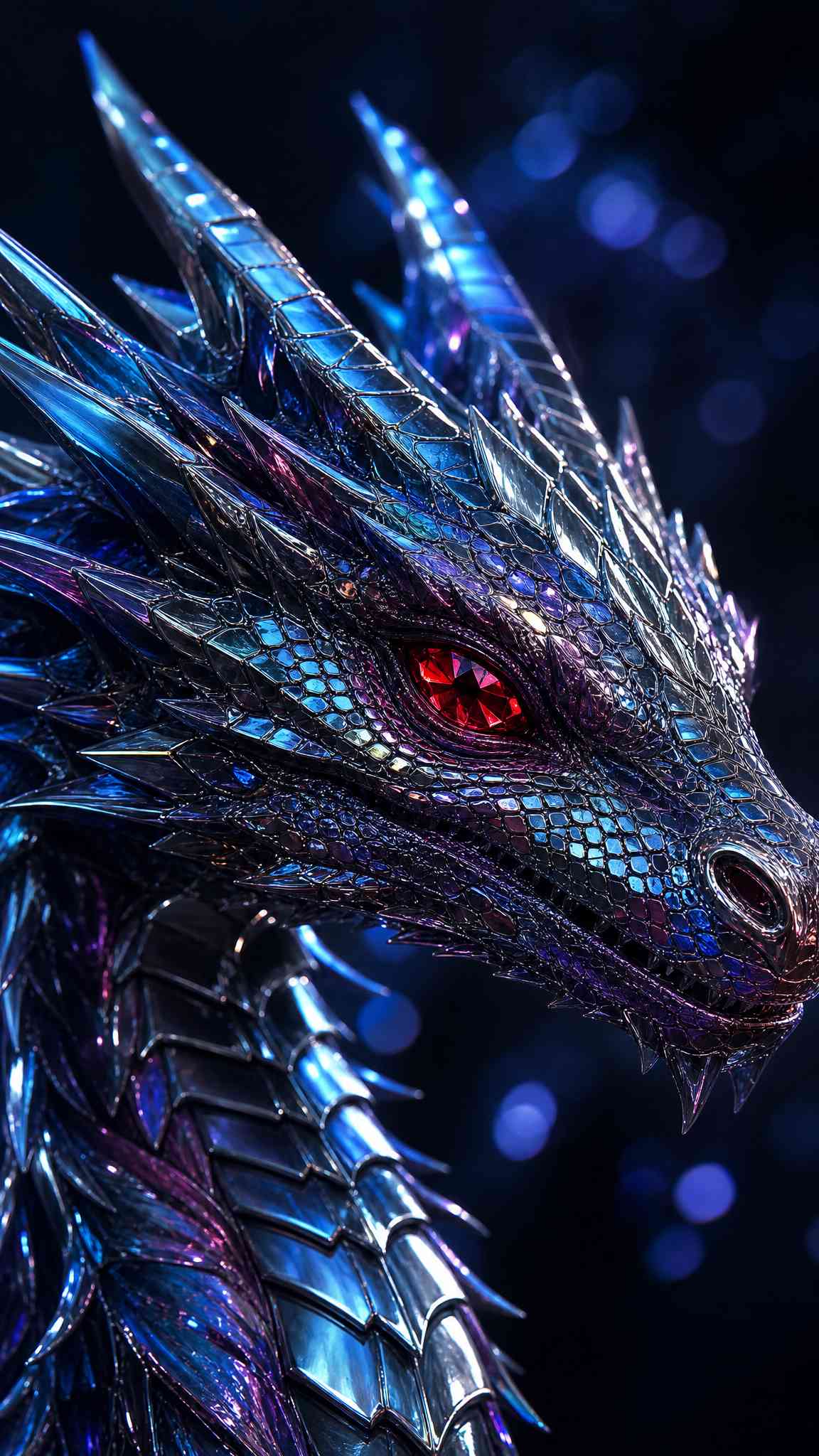 Crystal Dragon Metallic Blue - 4K Wallpaper