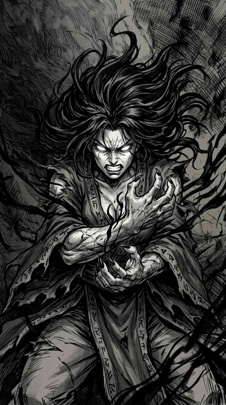 Hechicera en Cólera Estilo Manga - Fondos 4K